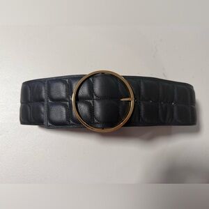 B-Low the Belt Black Quilted Wide Leather Belt Size Small